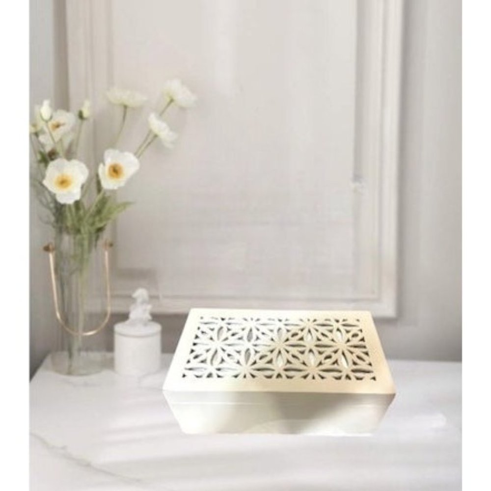 Jewelry box floral mirror white wood decor design storage